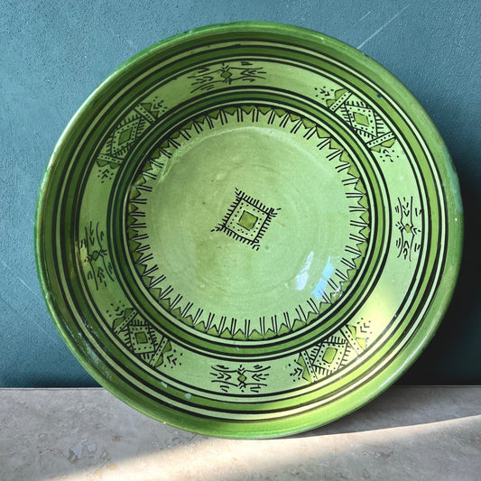 Vintage Moroccan Large Hand-Painted Ceramic Bowl