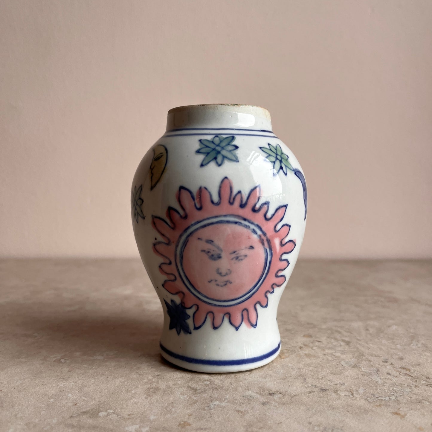 Small Vintage Sun & Moon Vase