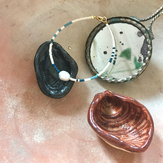 Beaded Pearl Bracelet Blue