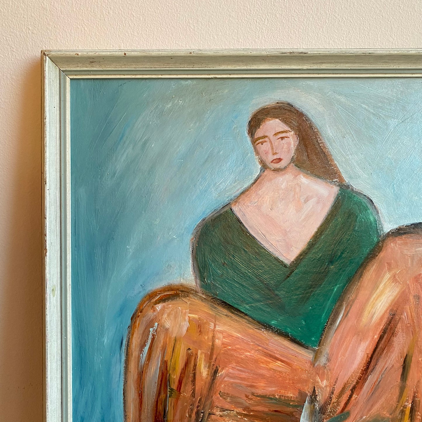 Original Mid-Century Style Figurative Oil Painting on Board