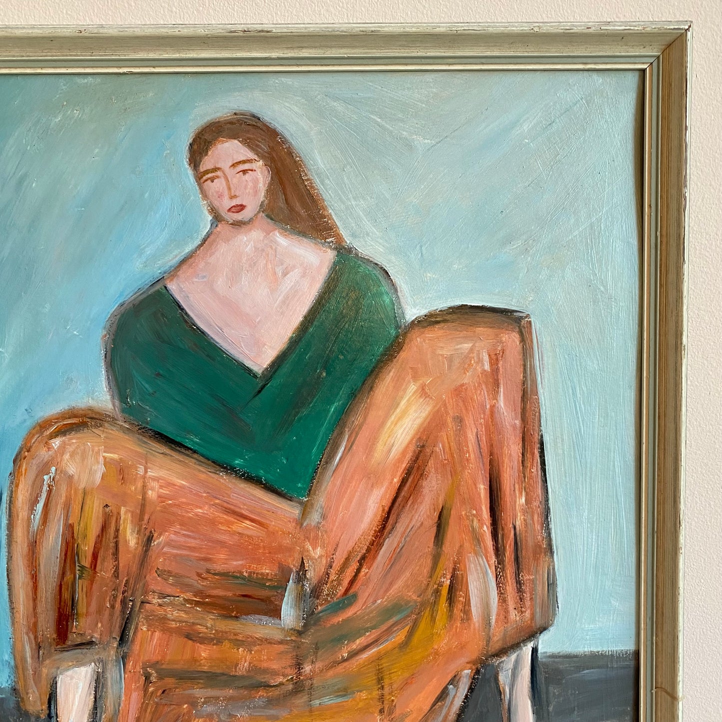 Original Mid-Century Style Figurative Oil Painting on Board