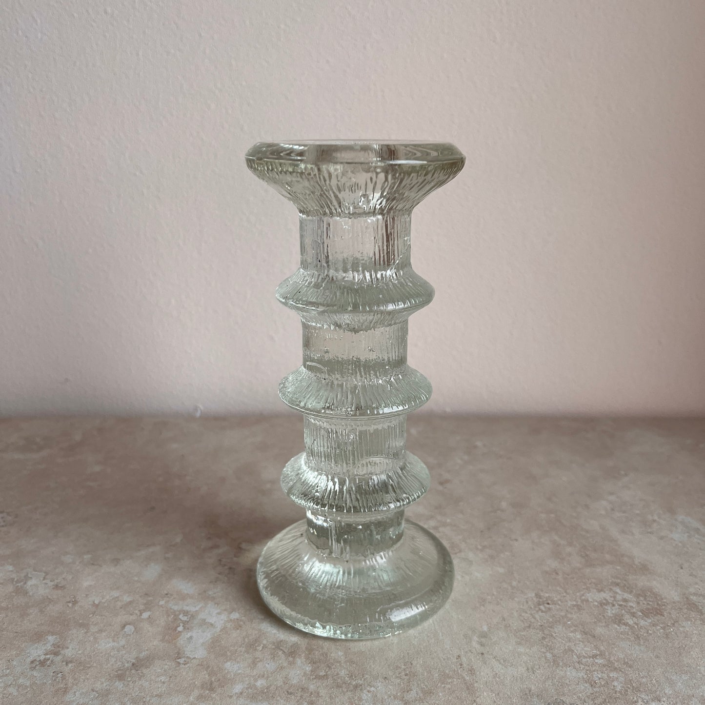 Vintage Staffan Gellerstedt for Pukeberg Pressed Glass Ice Candle Holder