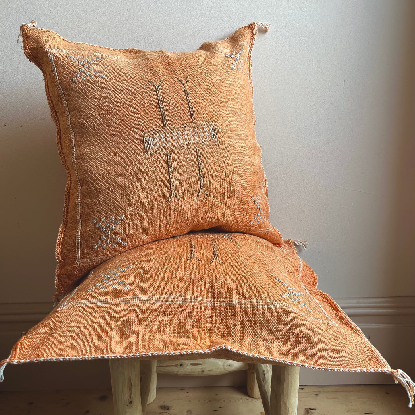 Burnt Orange Moroccan Cactus Silk Cushion Cover