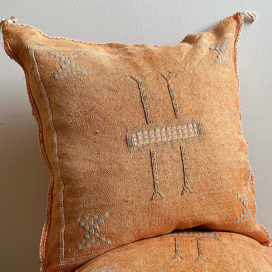 Burnt Orange Moroccan Cactus Silk Cushion Cover