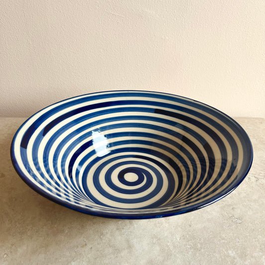 Large Swirly Blue and White Serving Bowl