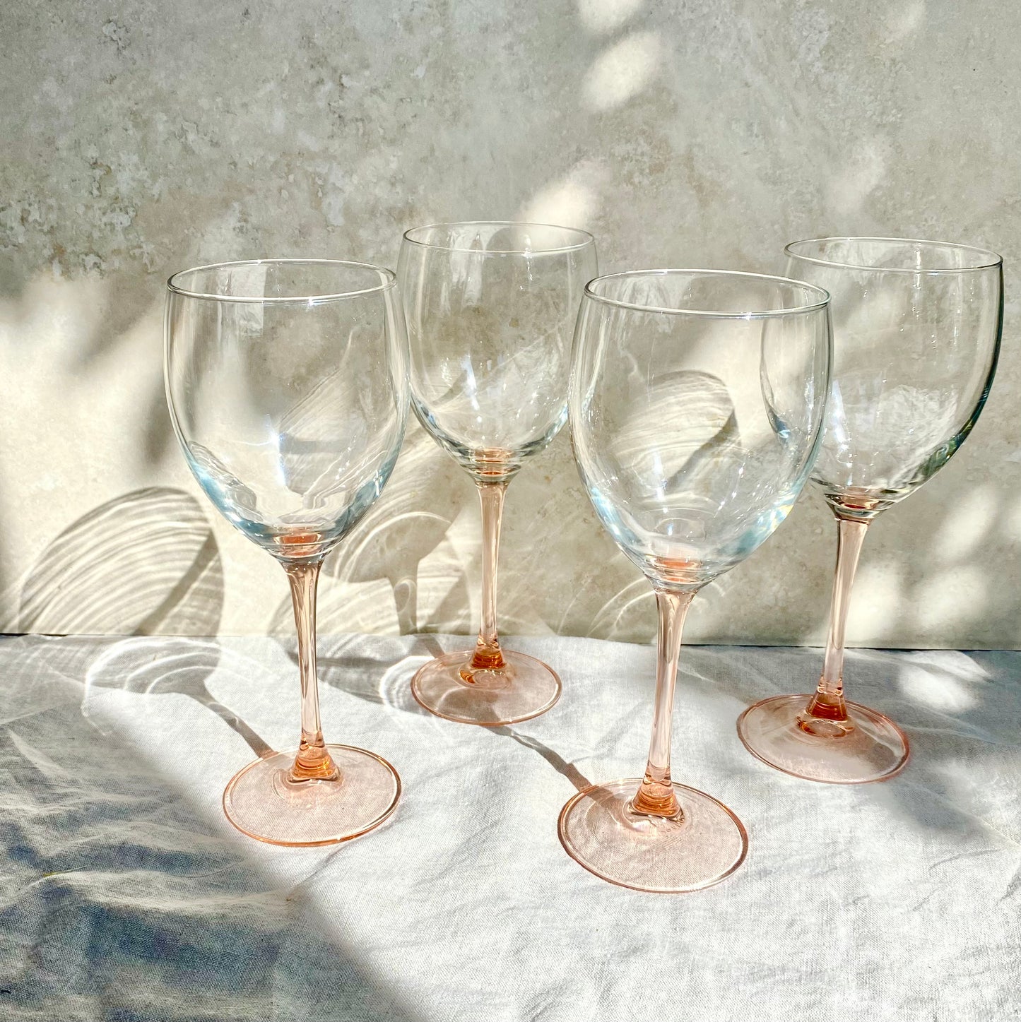 Vintage Rose-Stemmed French Wine Glasses