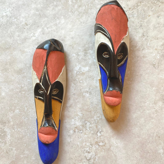 Vintage African Wooden Hand Carved Masks