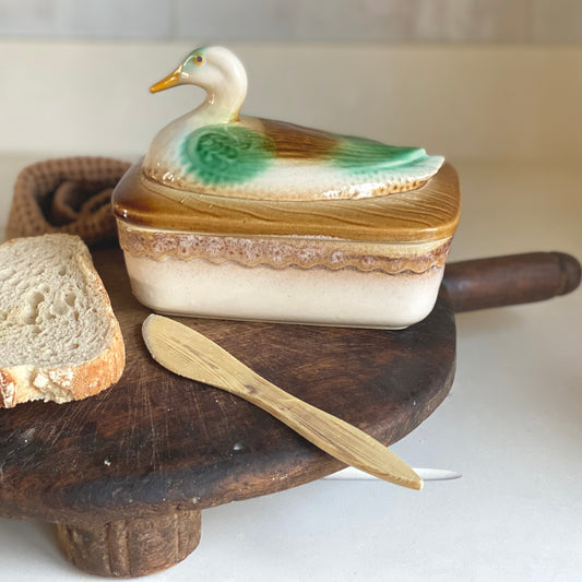 Vintage French Ceramic Duck Butter Dish