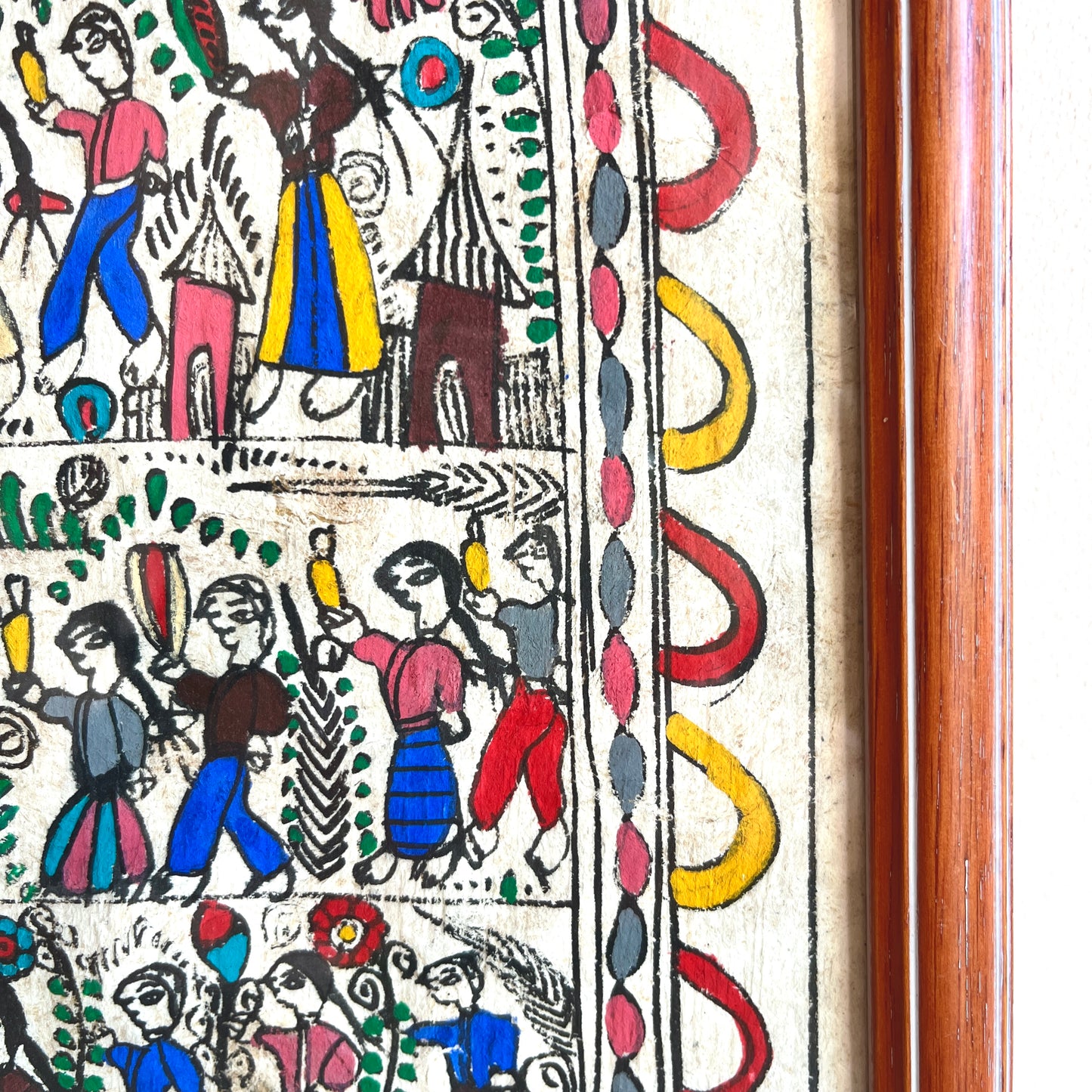 Vintage Mexican Folk Art Bark Paper Painting