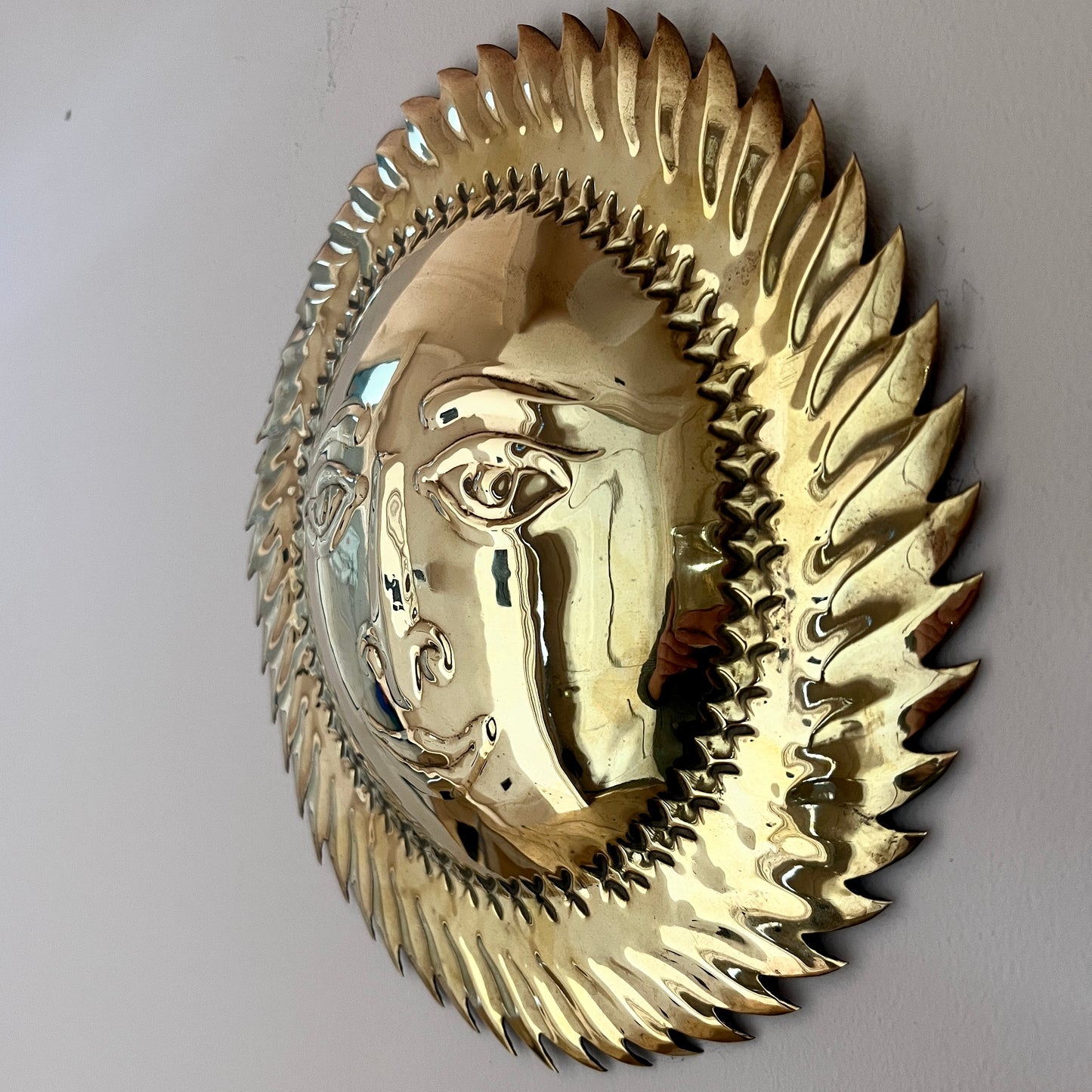Vintage Brass Sunburst Wall Hanging