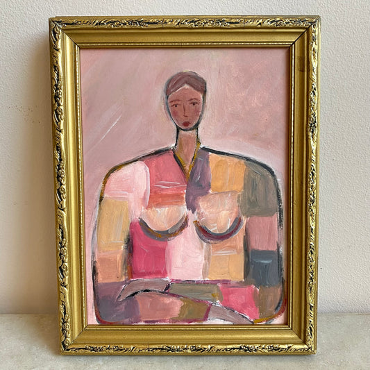 Original Mid-Century Style Figurative Oil Painting