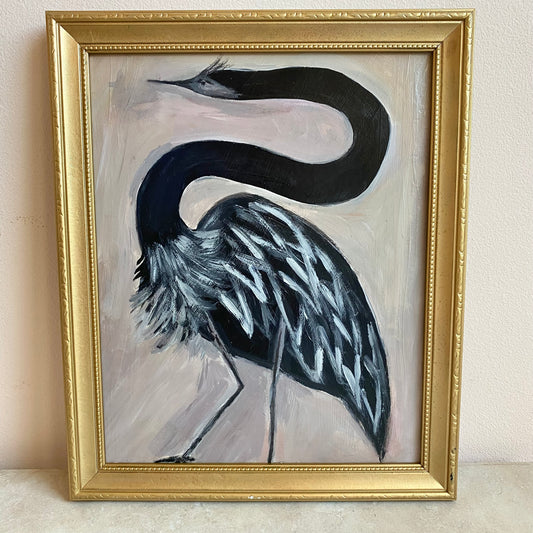 Original Modernist Style Bird Oil Painting