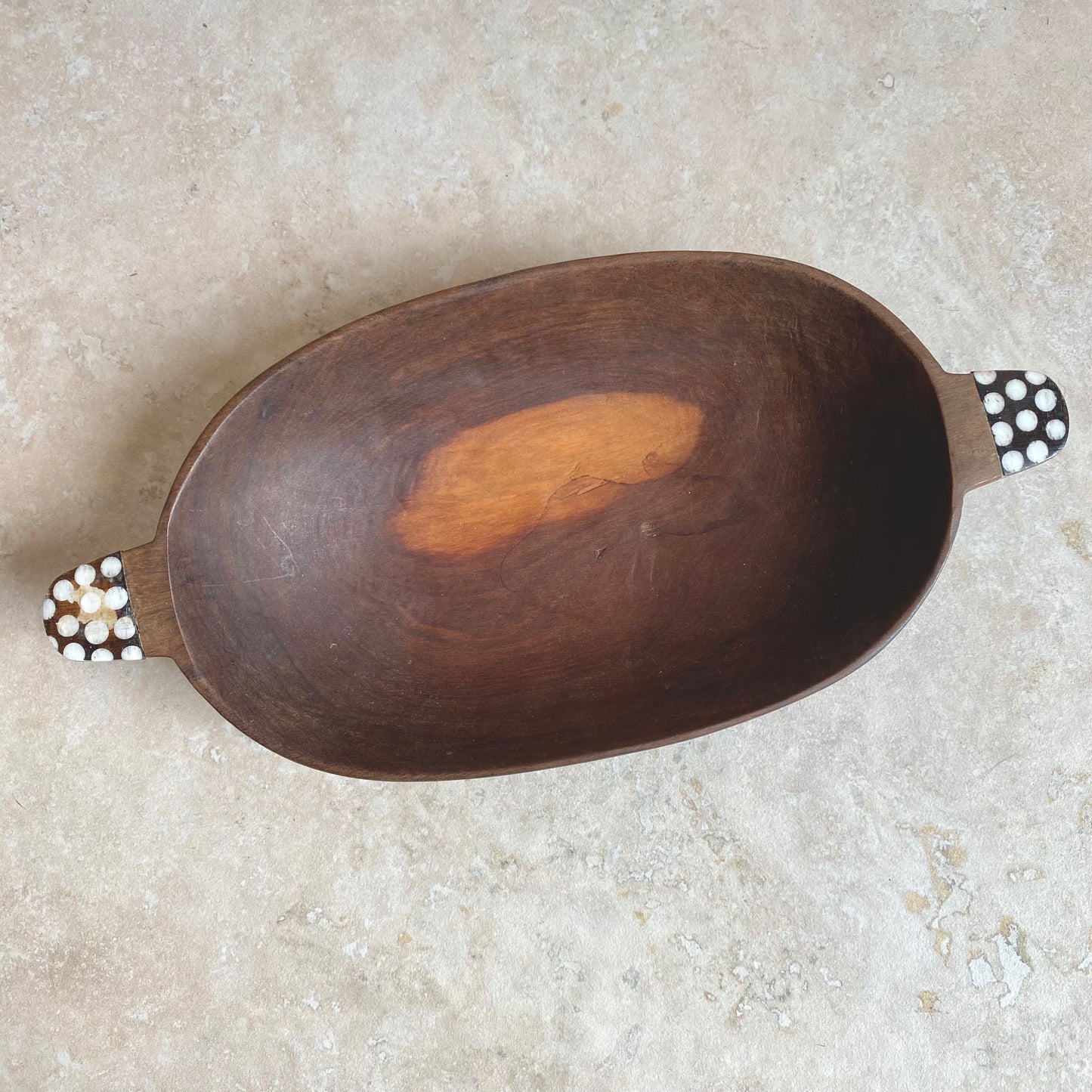 African Hand-Carved Wooden Bowl