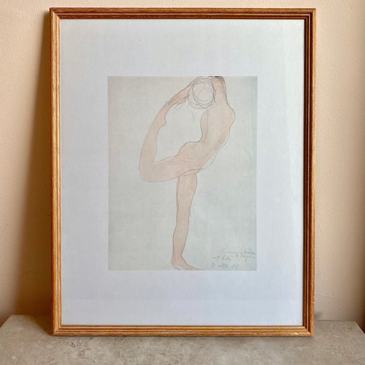 Auguste Rodin "Dancing Figure" Vintage Framed Lithograph