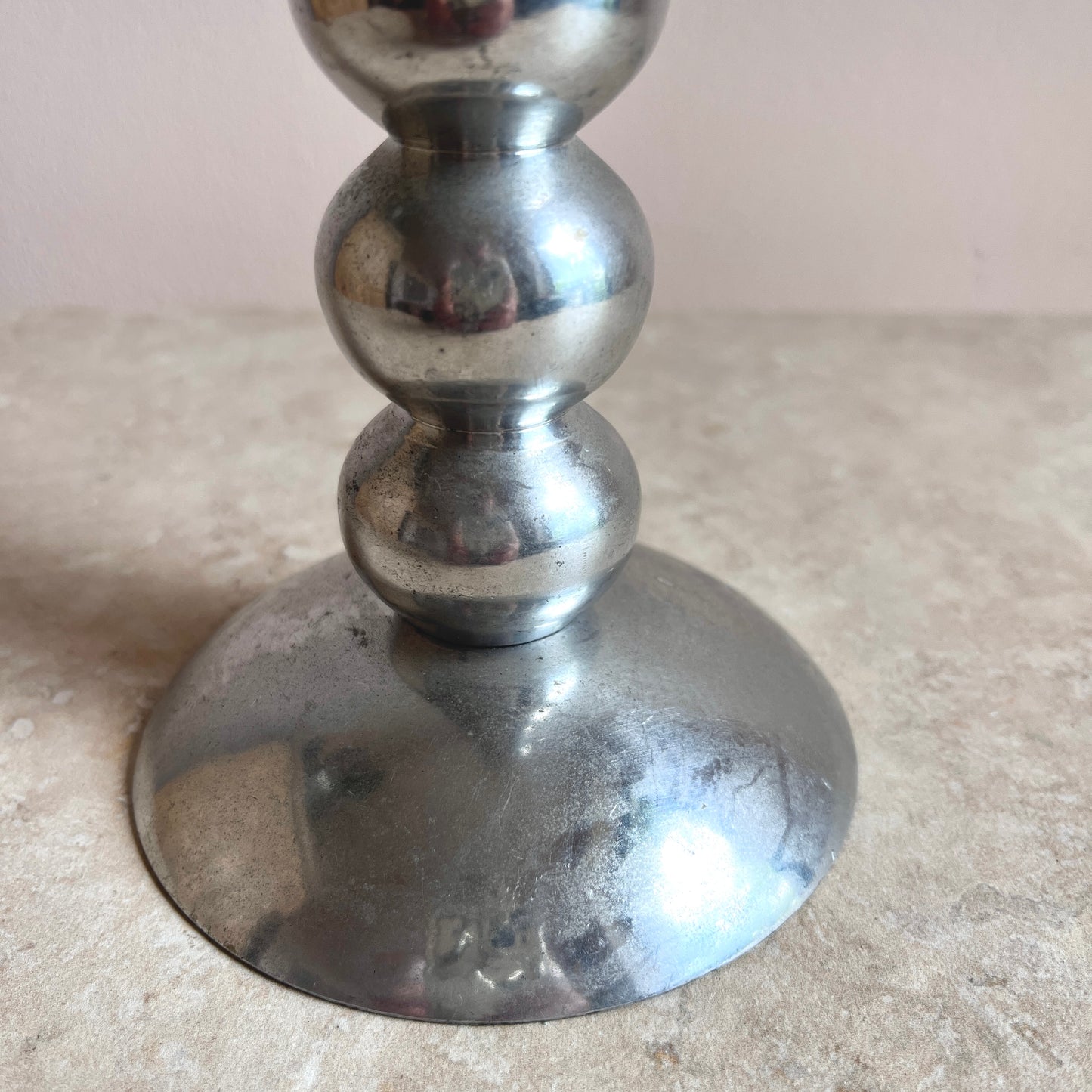 Vintage chrome bobbin candle holder