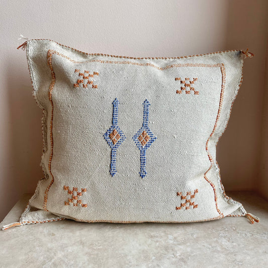 Beige Moroccan Cactus Silk Cushion Cover