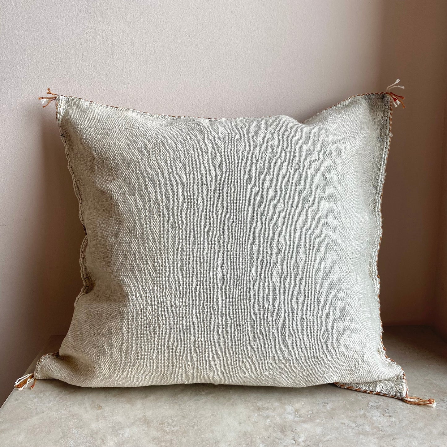 Beige Moroccan Cactus Silk Cushion Cover