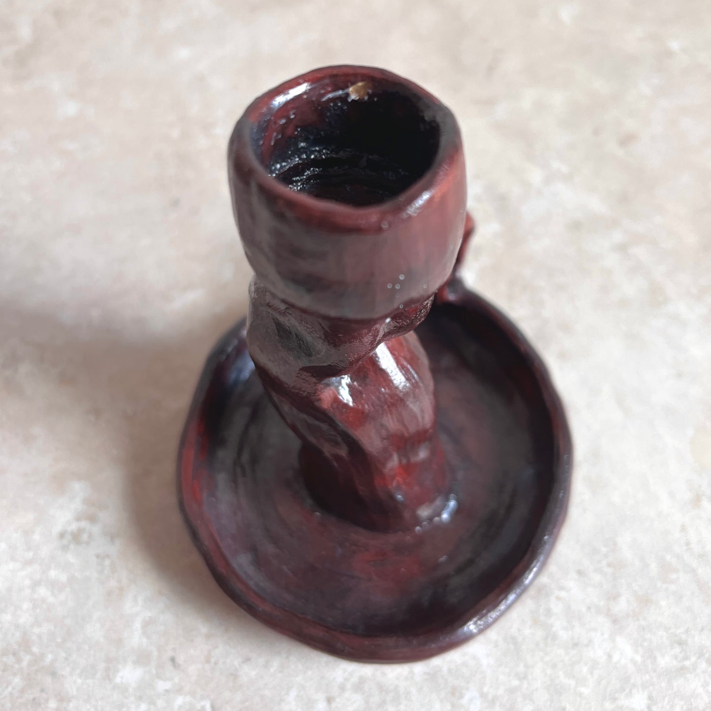 Studio pottery wiggly candle holder