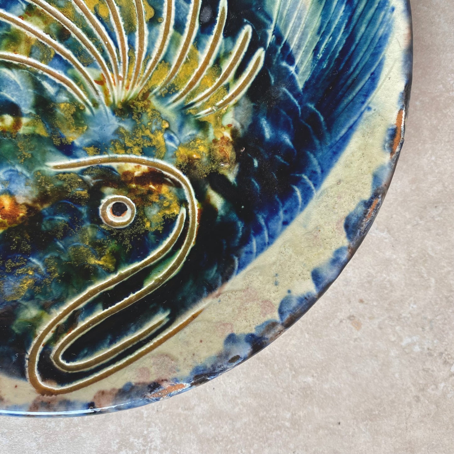 Mid-Century Spanish Art Pottery Fish Wall Plate