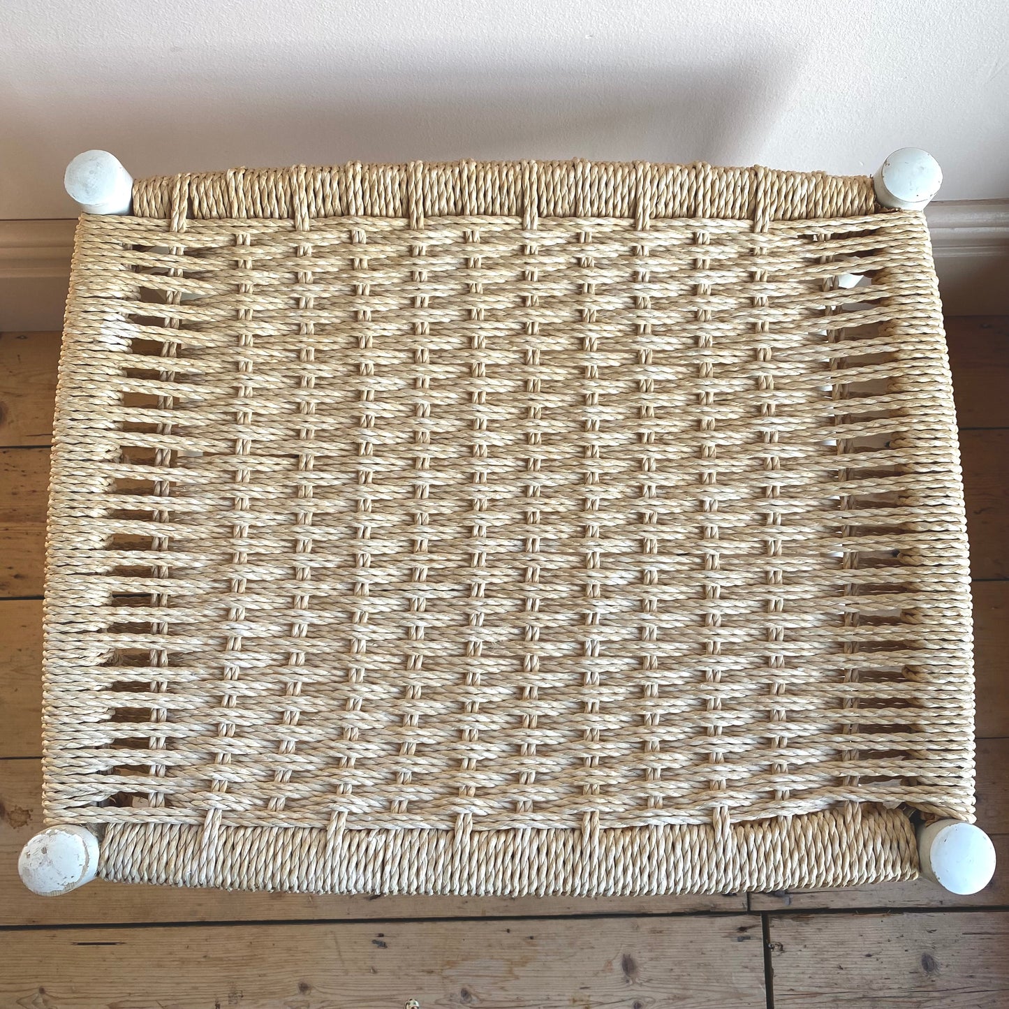 Vintage Large Woven Footstool