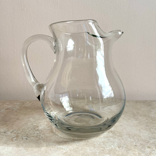 Vintage Clear Hand Blown Glass Jug