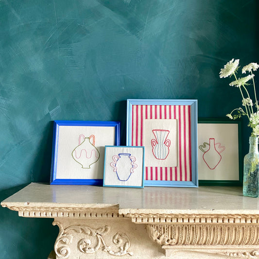 Vessels -Embroidered Line Drawing Wall Art