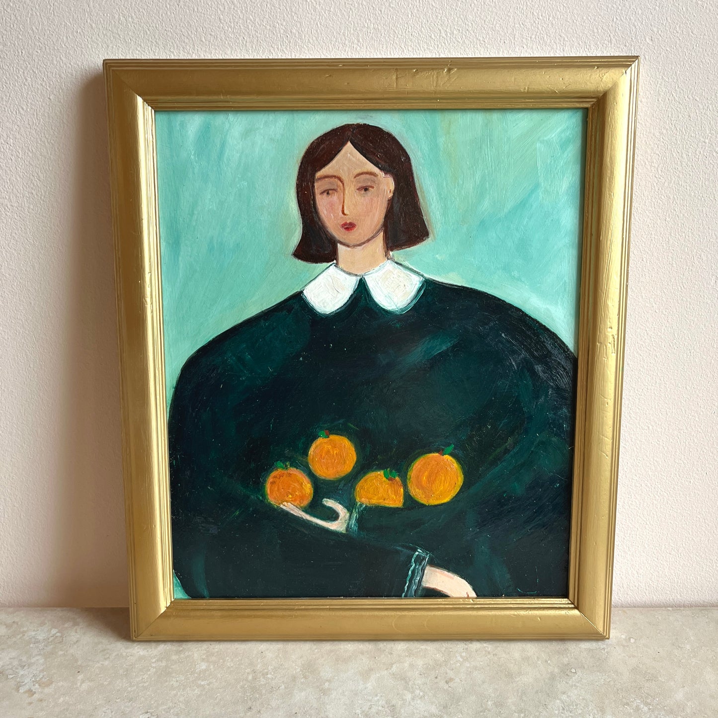 Original Mid-Century Style Figurative Oil Painting