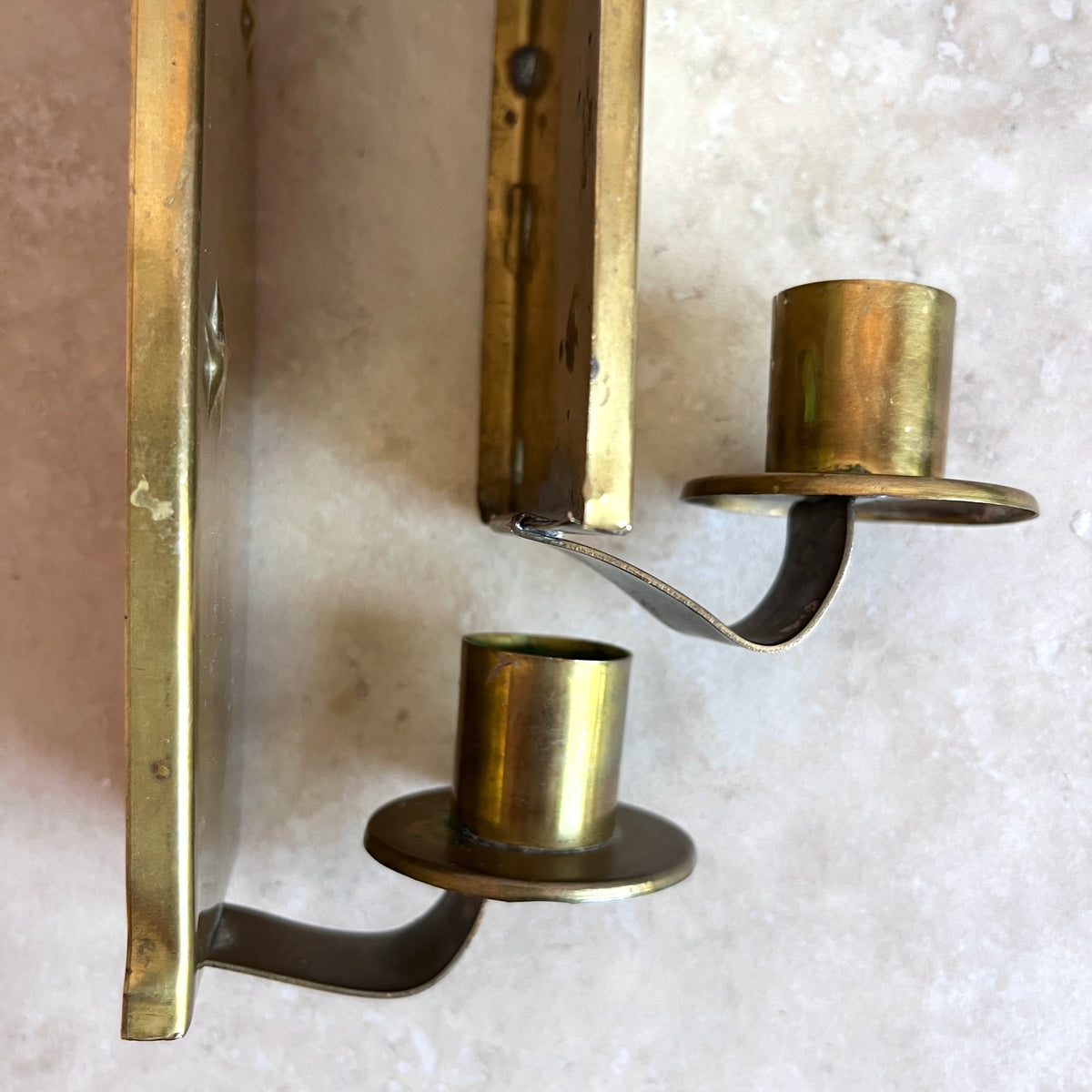 Set of Two Vintage Swedish Mid-Century Brass Wall Sconces