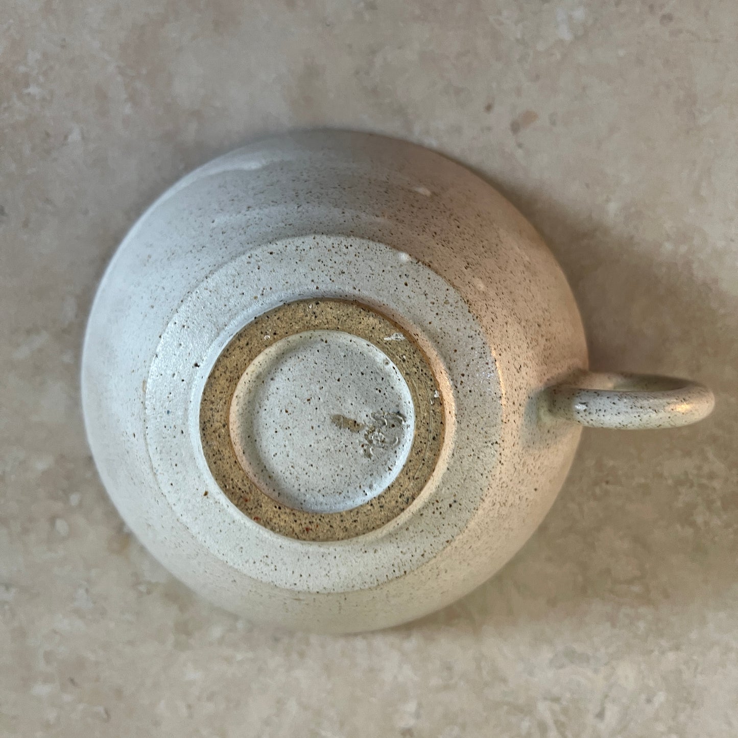 Studio pottery cups with blue rim