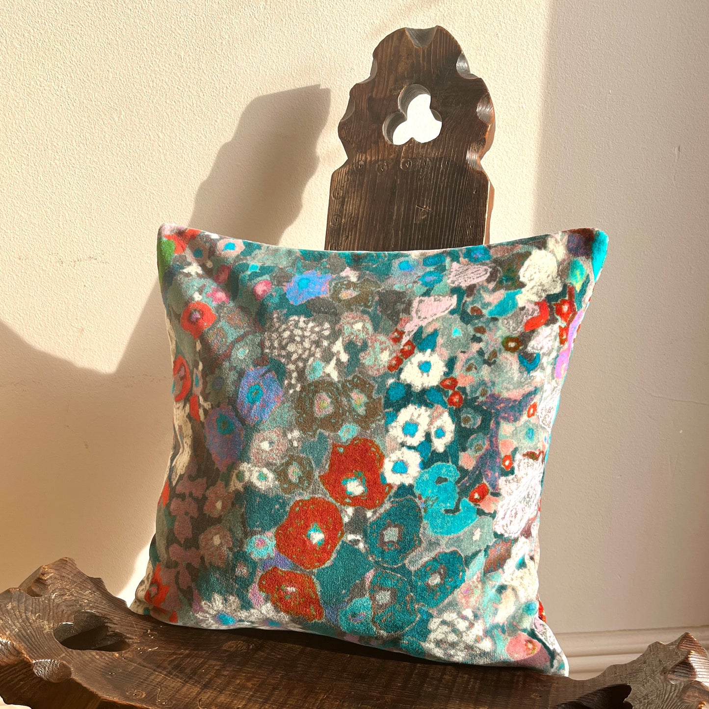 House Of Hackney "Hollyhocks" Velvet Cushion Cover - Winter