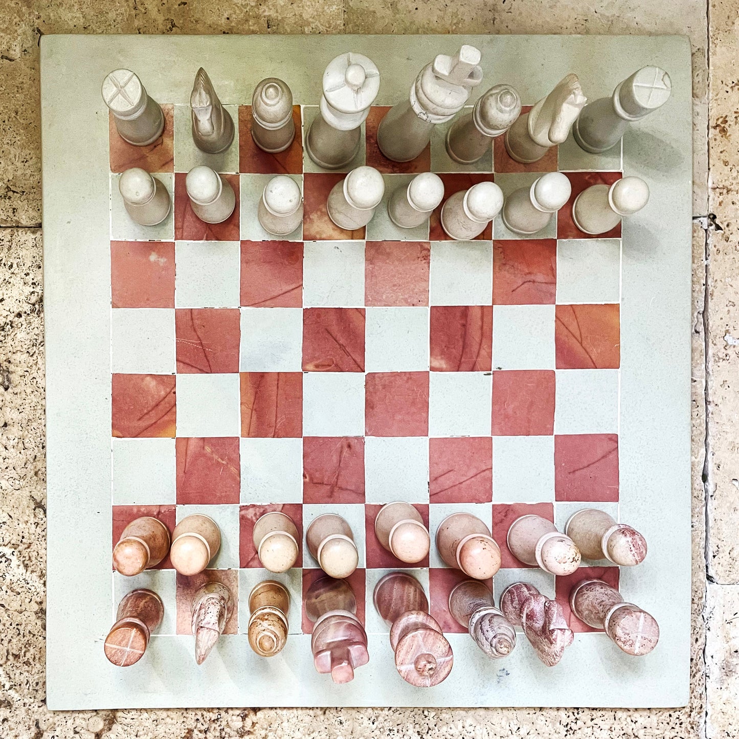 Vintage Carved Soapstone Chess Set
