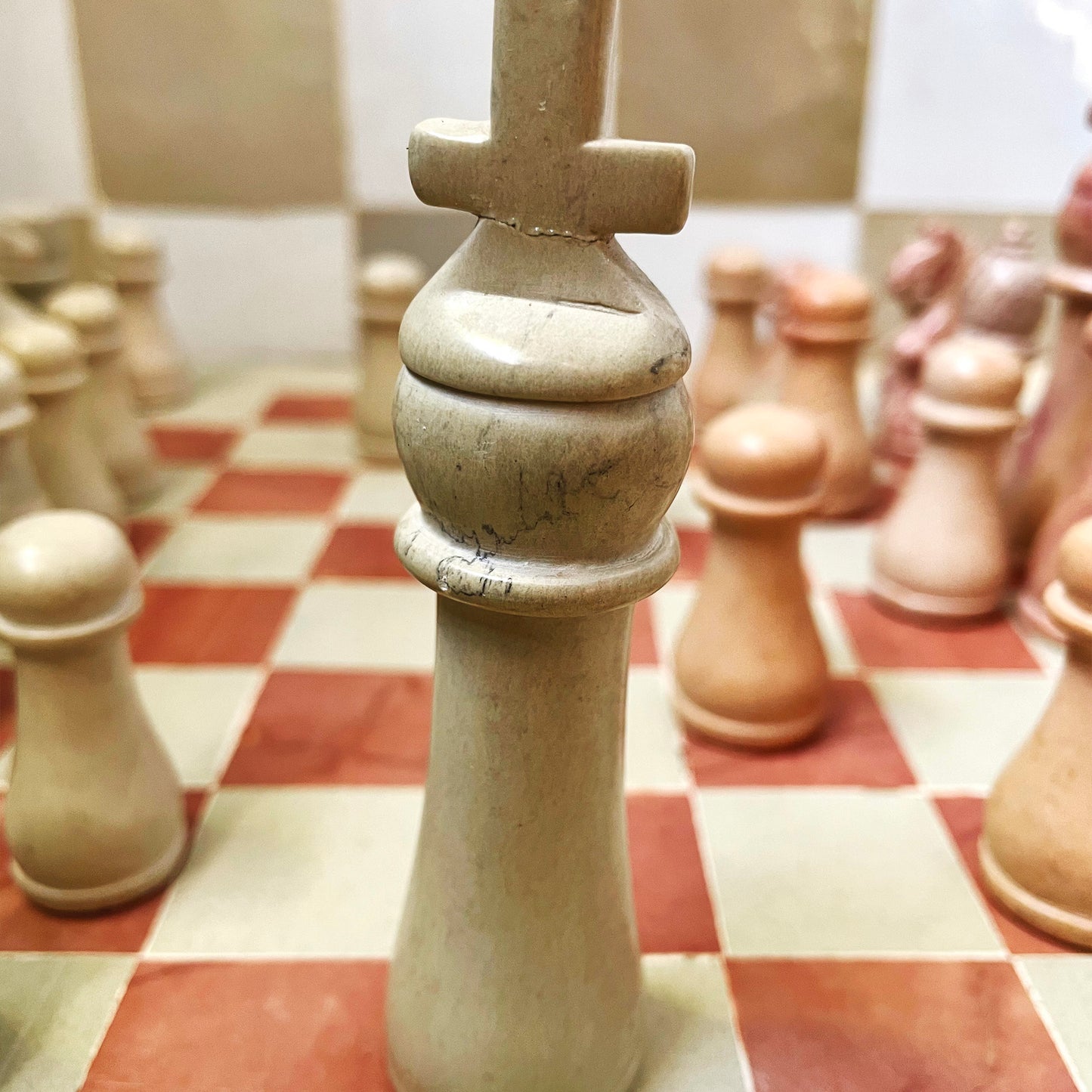 Vintage Carved Soapstone Chess Set