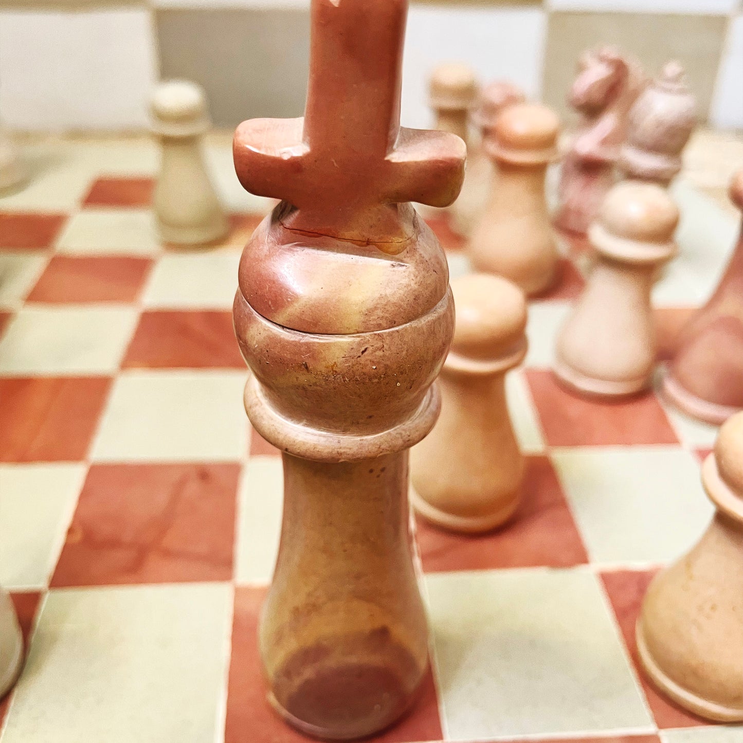 Vintage Carved Soapstone Chess Set
