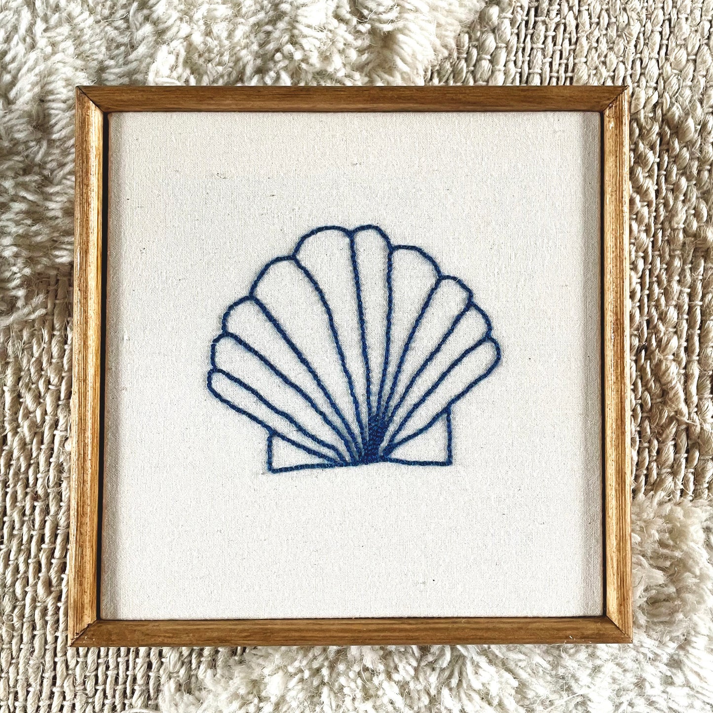 Embroidered Seashell Wall Hanging