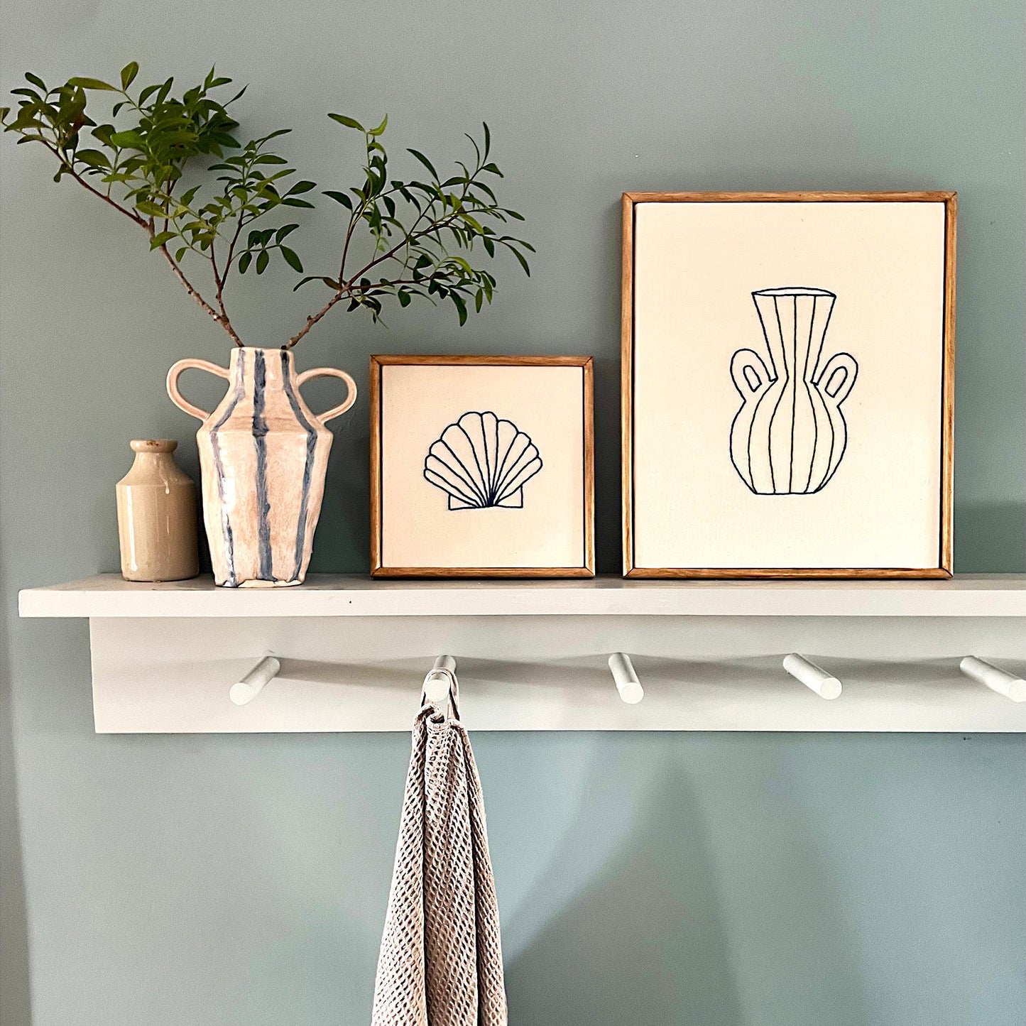 Embroidered Urn Wall Hanging