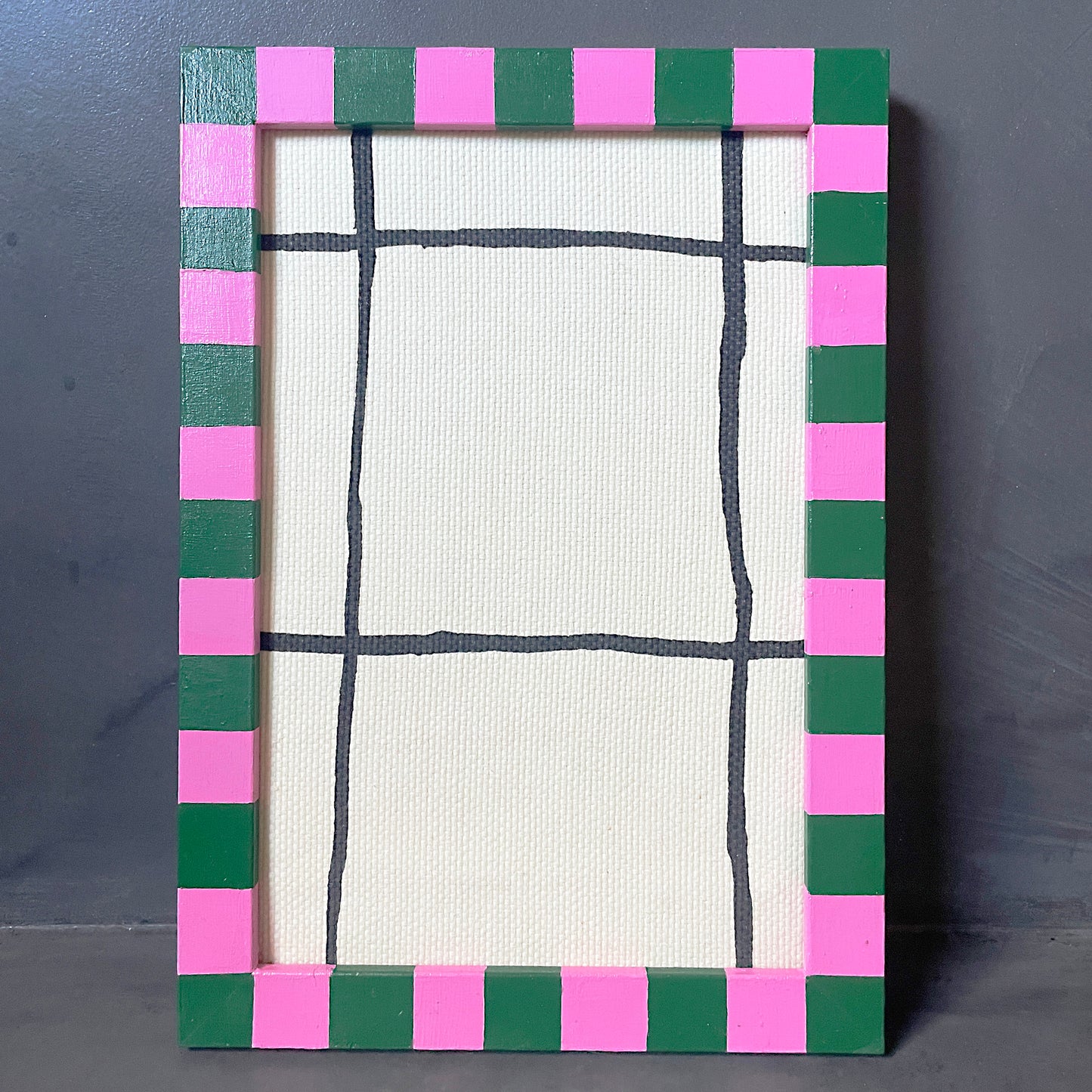 Pink Striped Upcycled Picture Frame