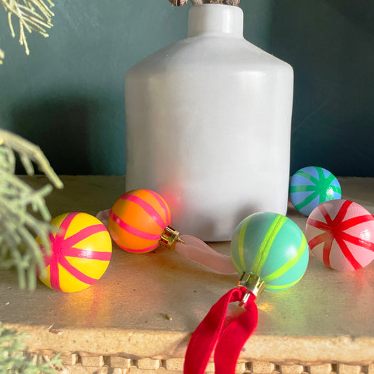 Striped Hand-Painted Baubles (Set of 5)