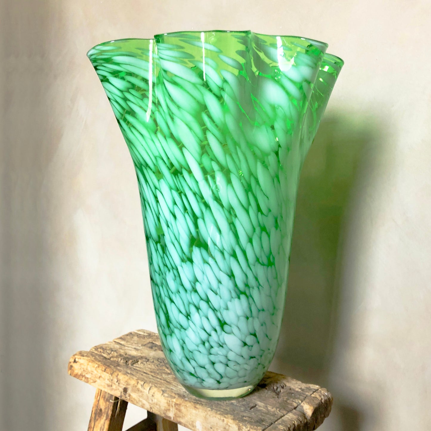 1990s Speckled Glass Art Vase