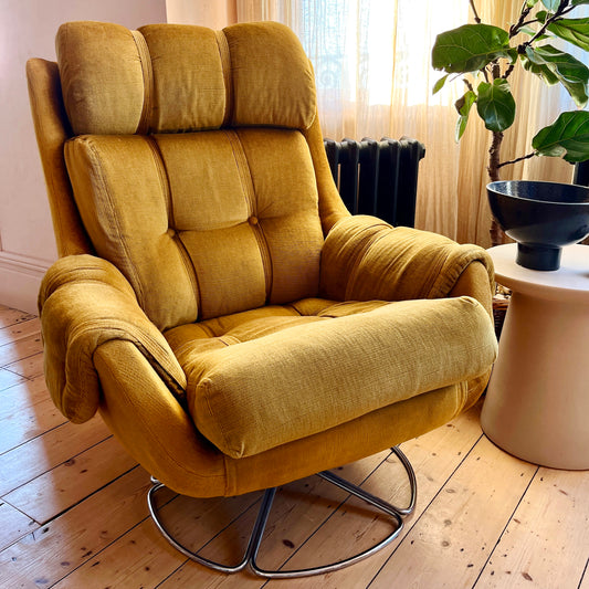 1970s Mustard Swivel Chair