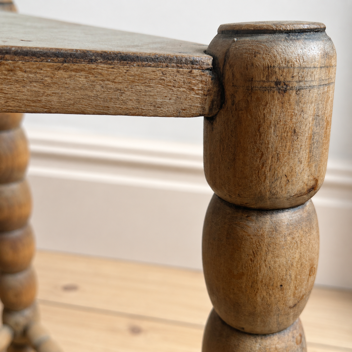 Antique Bobbin-Turned Three-Legged Side Table