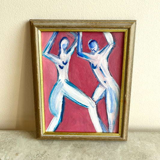 Original Mid-Century Style Abstract Oil Painting on Board