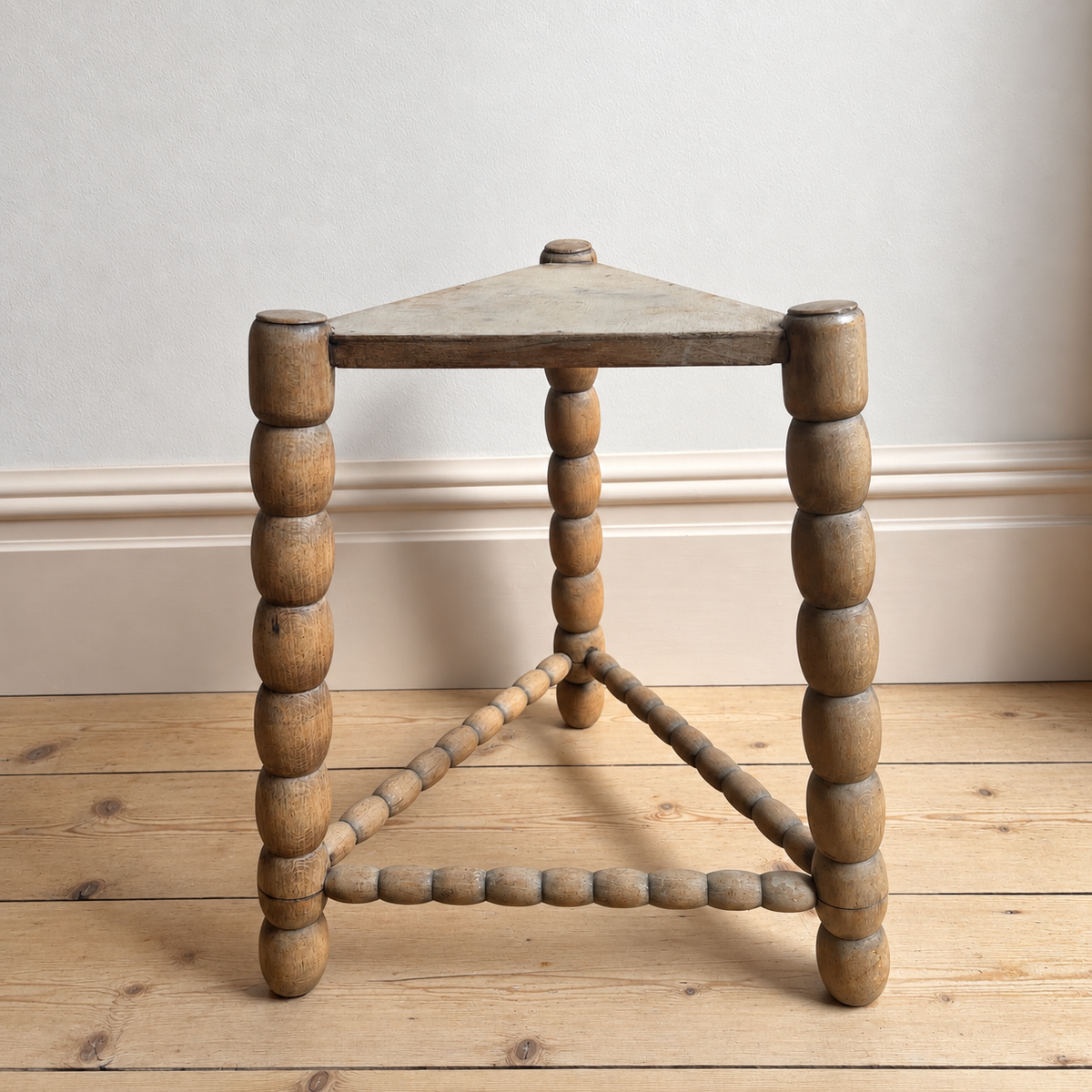 Antique Bobbin-Turned Three-Legged Side Table
