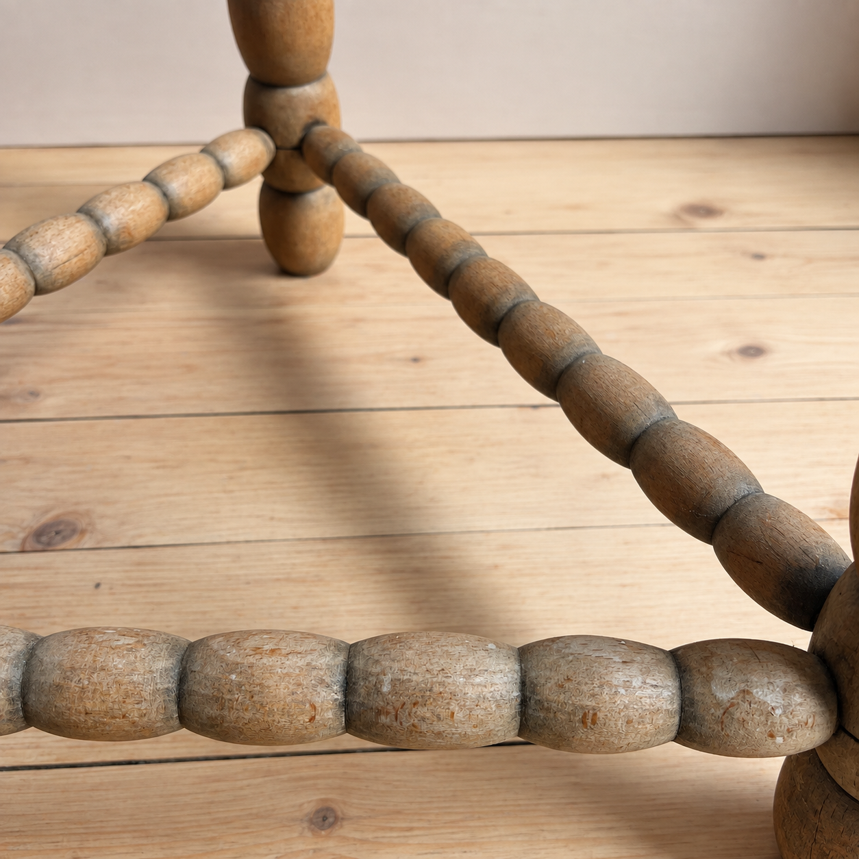 Antique Bobbin-Turned Three-Legged Side Table