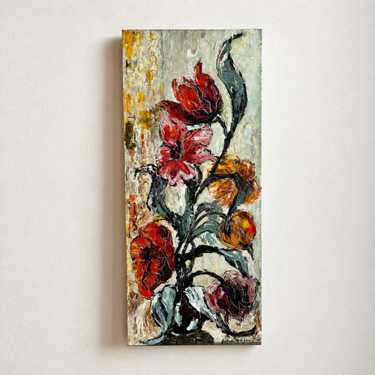 Vintage original 1970s Floral Oil Painting