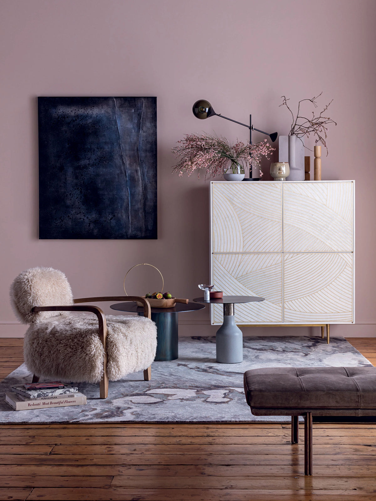 Interior styling by Ida Jacobsson-Wells for Harrods, featuring contemporary furniture, art and decorative objects