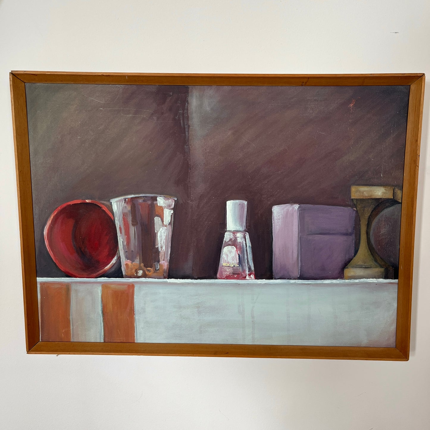 Large Original Mid-Century Still Life Acrylic on Canvas Painting