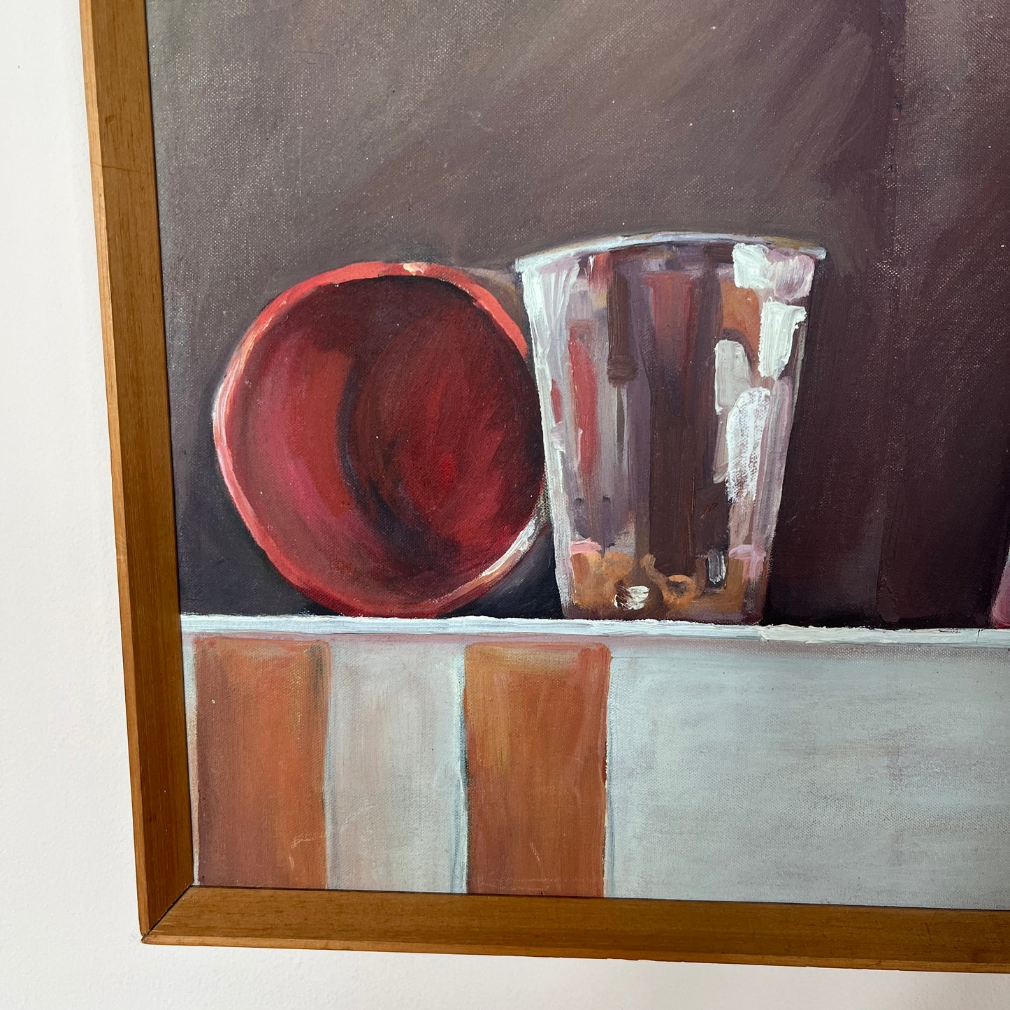 Large Original Mid-Century Still Life Acrylic on Canvas Painting