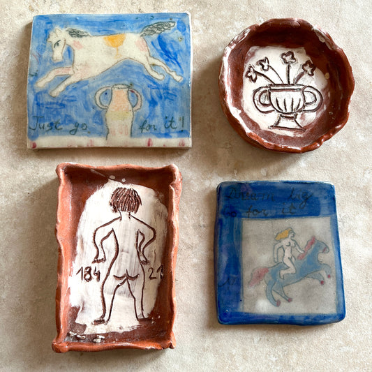 Handmade ceramic tiles/ trinket dishes