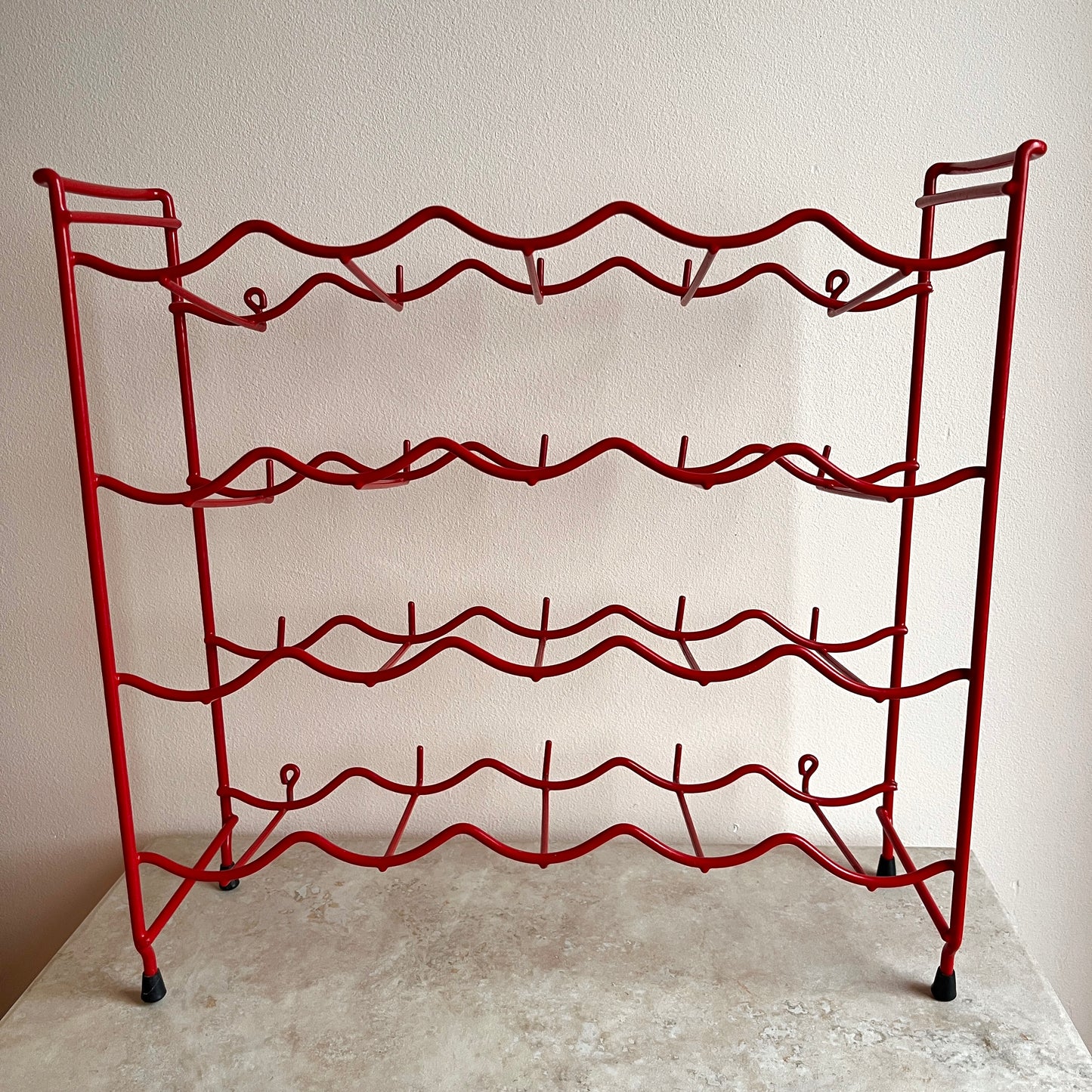Vintage Red Freestanding Wine Rack