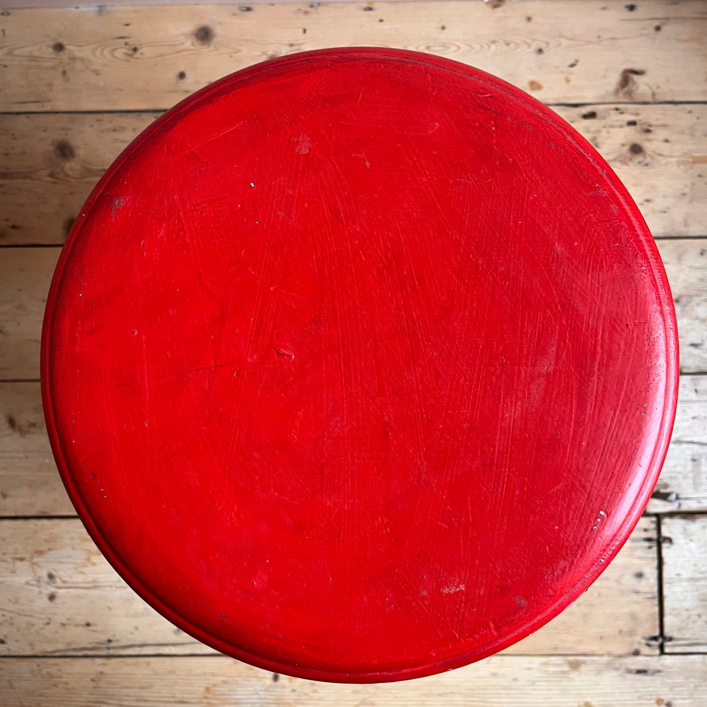 Vintage Rustic Red Painted Stool